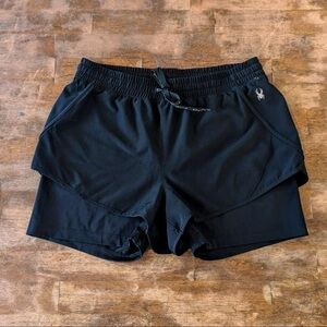 Spyder Black Double Layered Spandex Lined Athletic Shorts Size Large